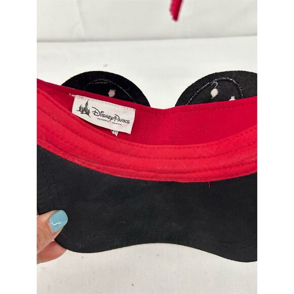 Disney Parks Exclusive Minnie Mouse Bow Visor Hat Black Polka Dot Adjustable - Picture 4 of 6